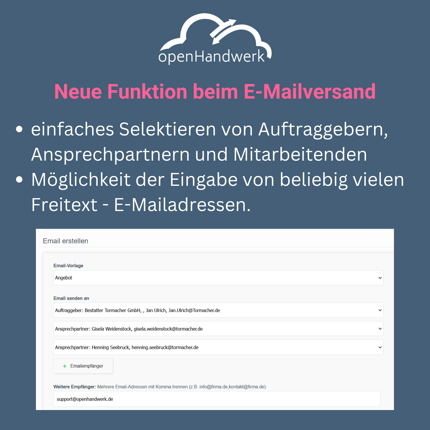 Neue Funktionen beim E-Mailversand