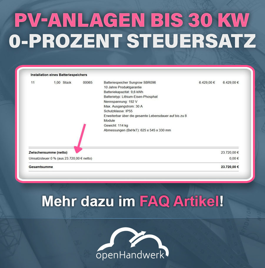 Nullprozent-Steuersatz ab sofort für PV-Anlagen