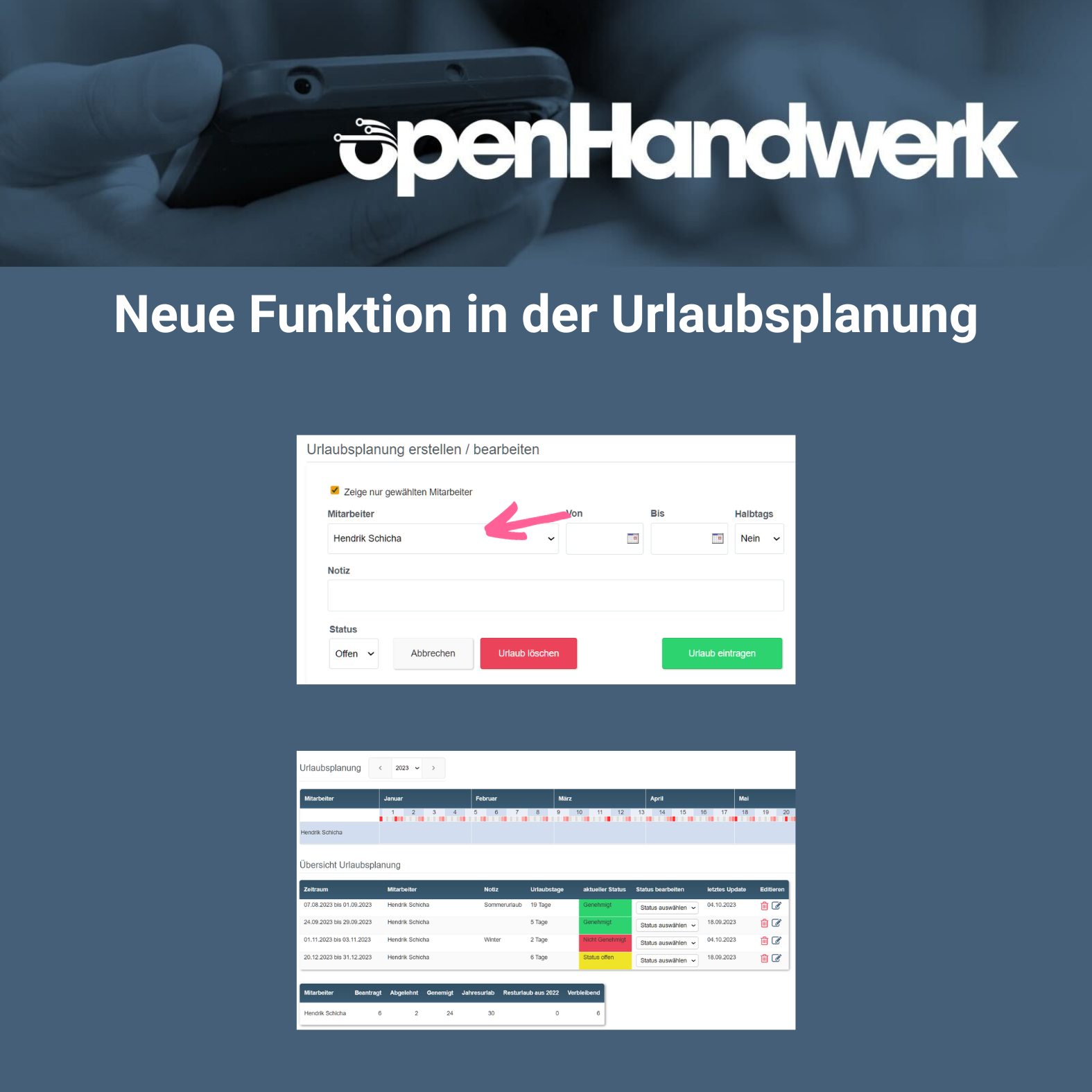 Vereinfachte Übersicht der Urlaubsplanung