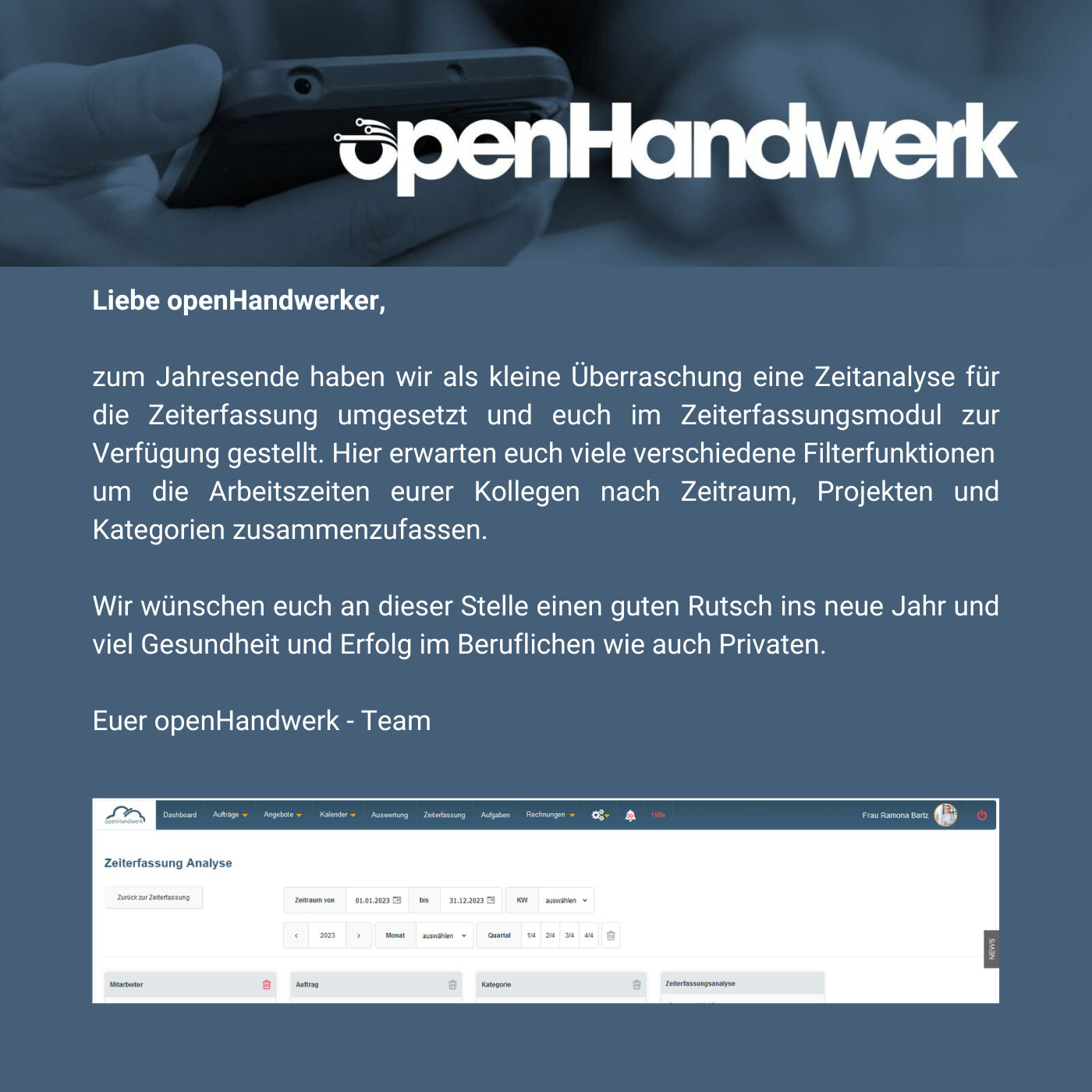Neue Analysefunktion für die Zeiterfassung