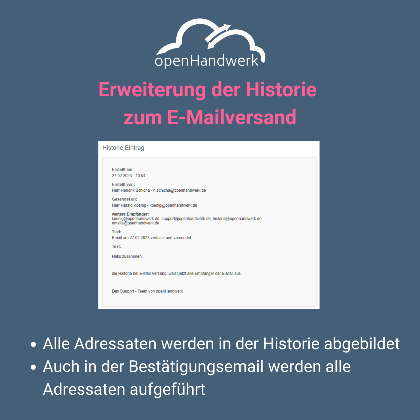Erweiterung der Historie zum E-Mailversand