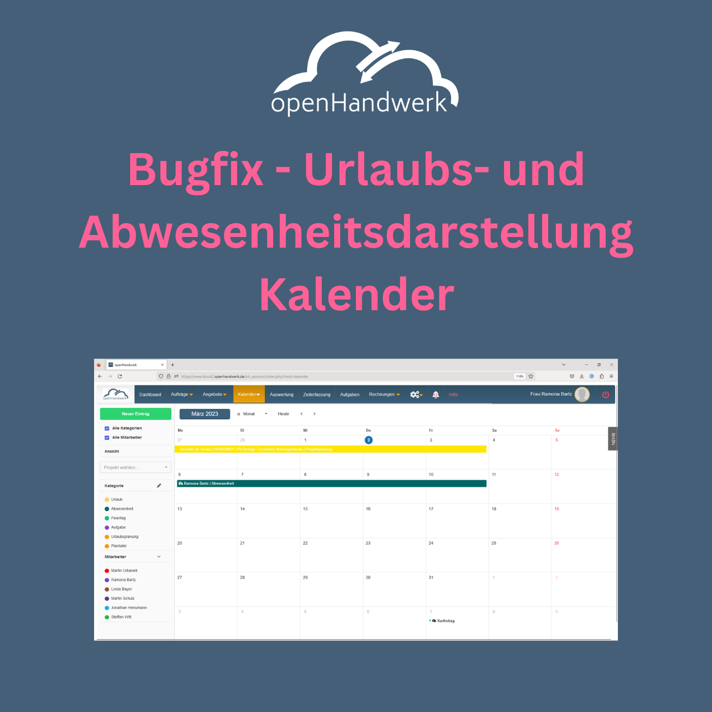 Bugfix - Urlaubs und Abwesenheitseinträge