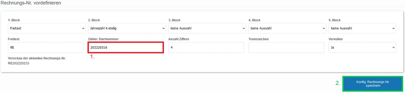 Wichtige Information zu Nummernkreisen