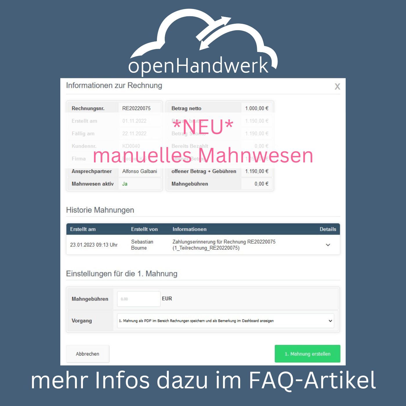 Neues manuelles Mahnwesen